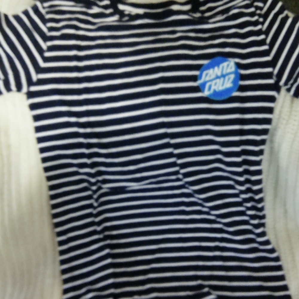 Santa Cruz Skateboards Black and White Striped Tee